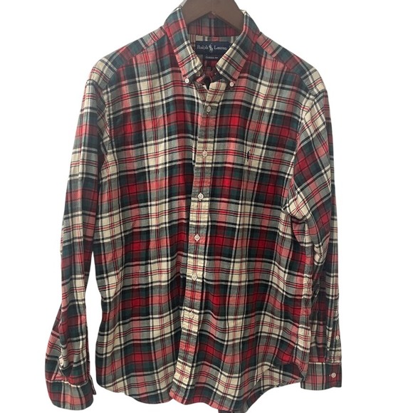 Ralph Lauren Men's Red Plaid Classic Fit Long Sleeve Button Down Holiday - Picture 1 of 8